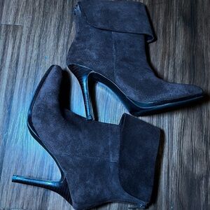 Lauren Ralph Lauren Leola Booties Grey  Suede High Heel Ankle Boots Size 7.5